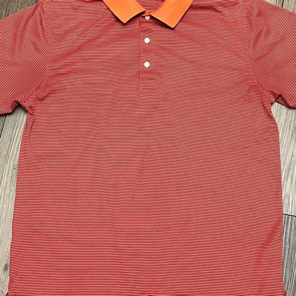 Greg Norman Polo Shirt Mens M  Spice Orange PlayDry Striped Golf Outdoor Rugby - Picture 10 of 10